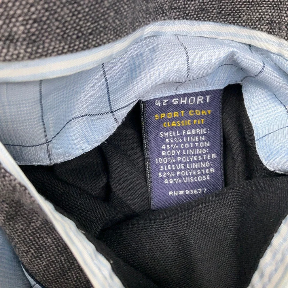 Stafford Blazer Mens 42S Gray 2 Button‎ Classic Lightweight Linen Summer Jacket